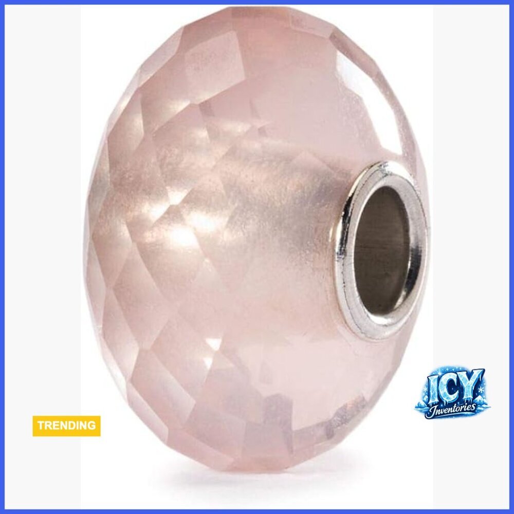 Rose Quartz Gemstone Heart Charm Bead with Silver Core